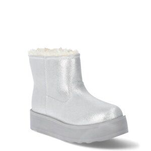 Faux Fur Suede Platform Silver Sparkly Boots Women's Size 8 NEW